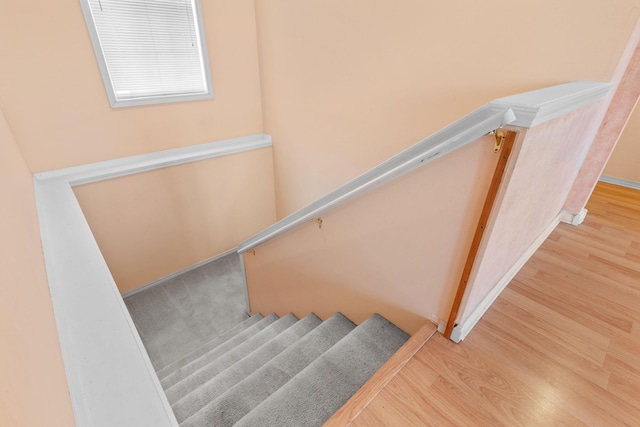 staircase with wood finished floors