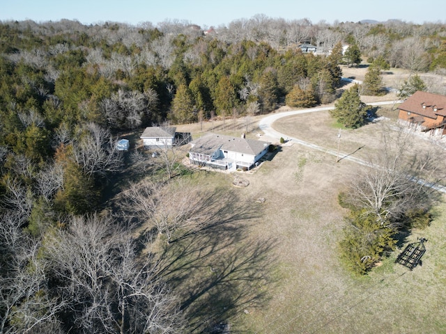 aerial view with a forest view