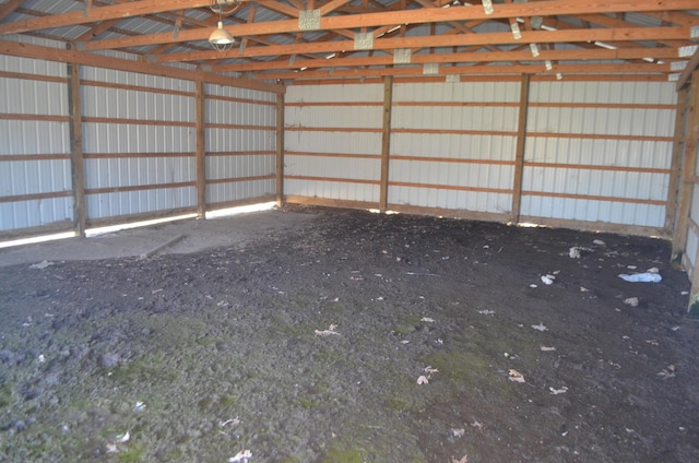 garage with metal wall