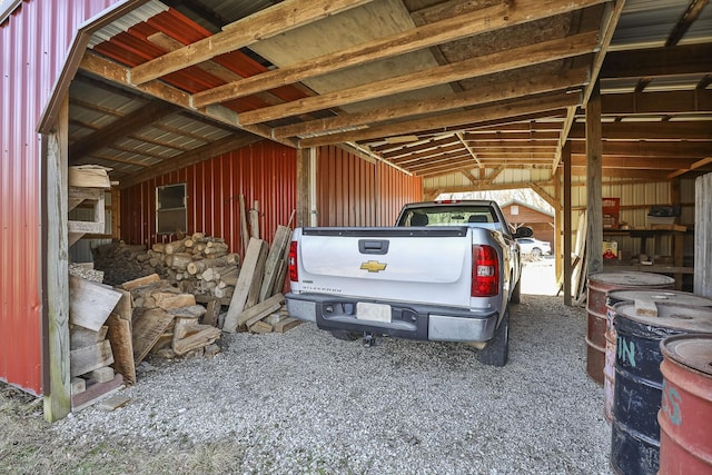 interior space featuring metal wall