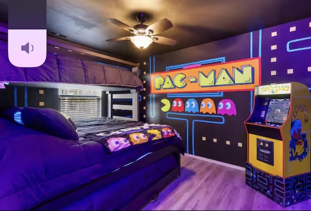 bedroom featuring wood finished floors