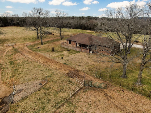 drone / aerial view featuring a rural view