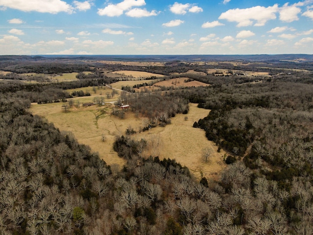 birds eye view of property featuring a rural view