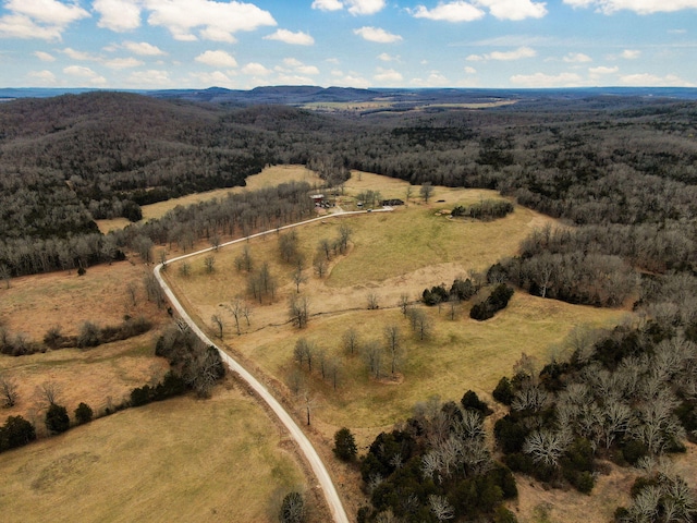 bird's eye view with a rural view, a forest view, and a mountain view