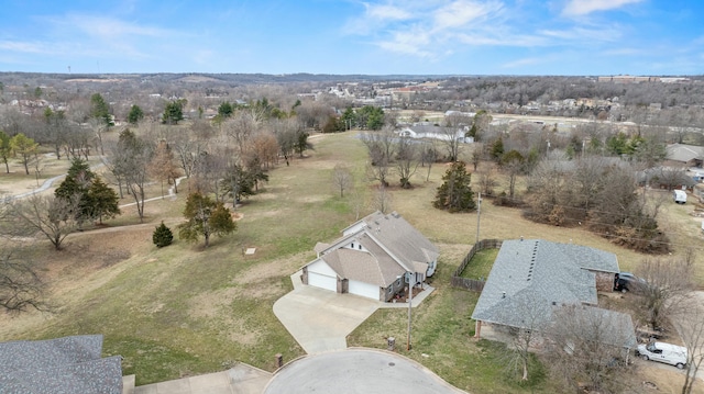 drone / aerial view with a rural view