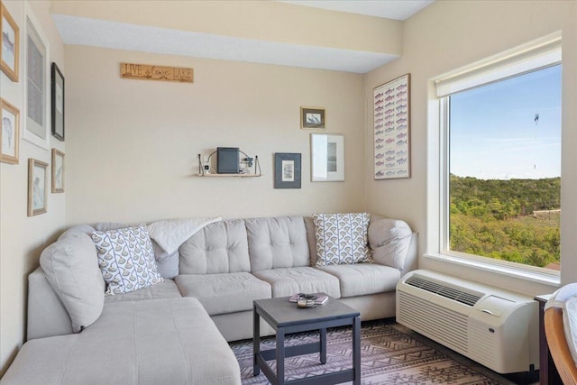 living area featuring a wall unit AC