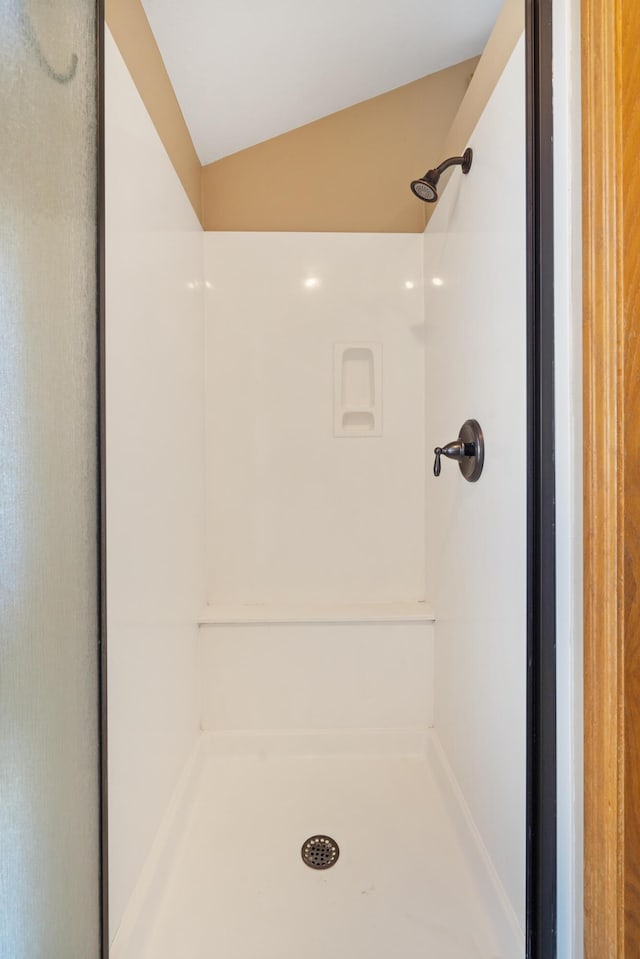 bathroom with a shower stall