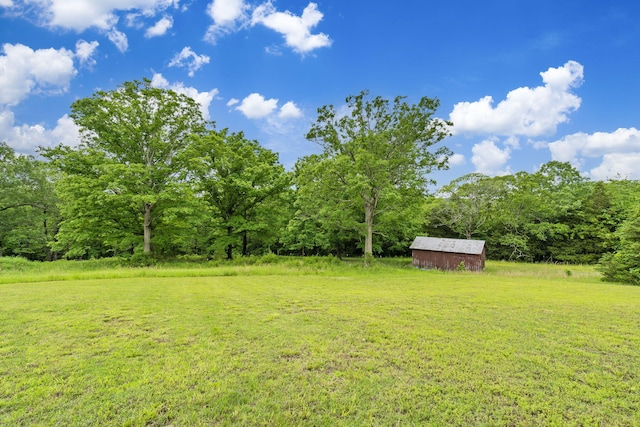 view of yard with a storage unit and an outdoor structure