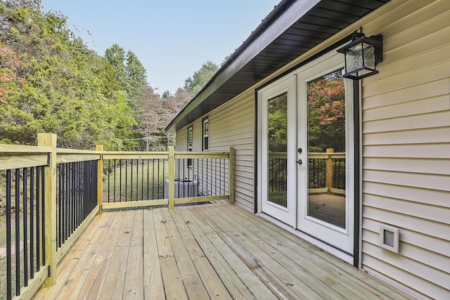 wooden deck with french doors