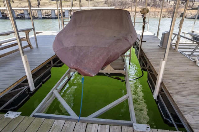 view of dock featuring a water view