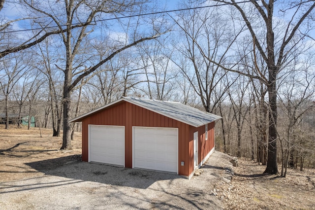 view of detached garage