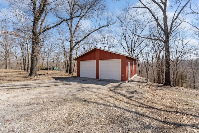 view of detached garage