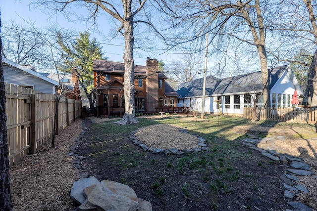 view of yard featuring a fenced backyard