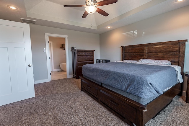 bedroom featuring recessed lighting, visible vents, and carpet flooring