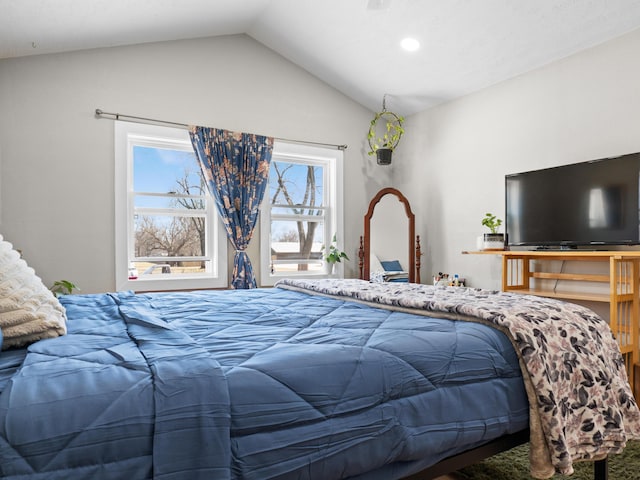 bedroom with vaulted ceiling