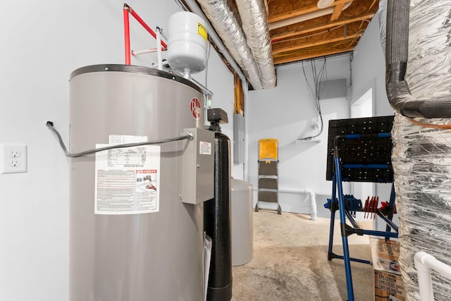 utility room with water heater