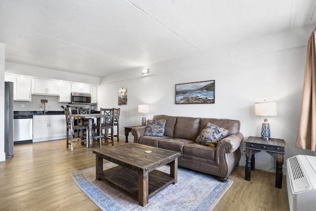 living room with light wood-type flooring