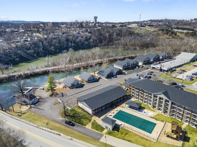 bird's eye view featuring a water view