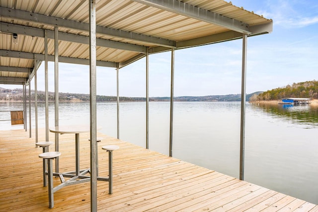 dock area featuring a water view