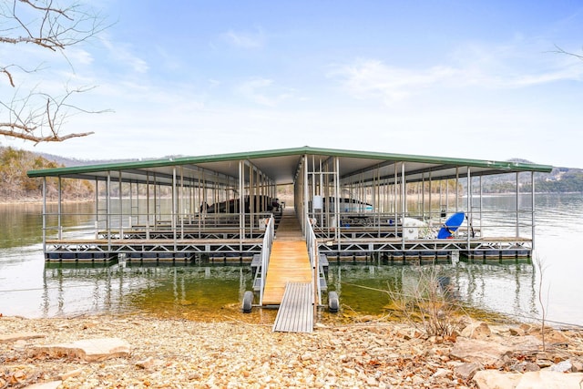 view of dock featuring a water view