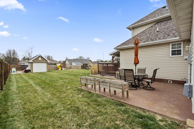 view of yard with a fenced backyard and a patio