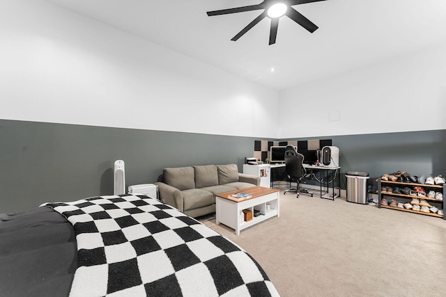 bedroom featuring a ceiling fan and carpet floors