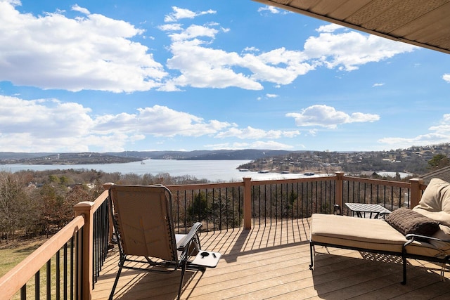 deck with a water view