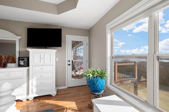 sitting room featuring light wood-style flooring