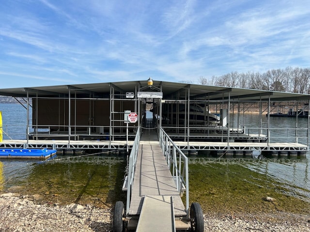 view of dock featuring a water view