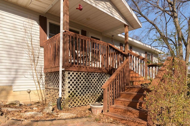 deck featuring stairs