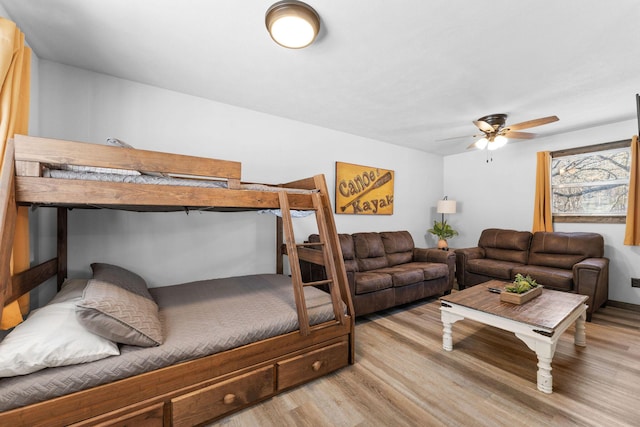 bedroom with light wood-type flooring