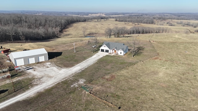 bird's eye view with a rural view