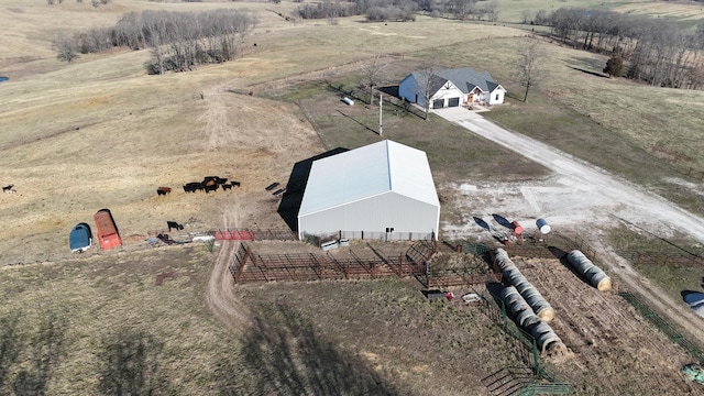 drone / aerial view with a rural view