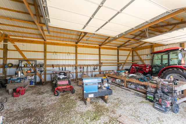 garage featuring metal wall
