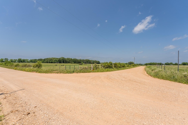 view of road with a rural view