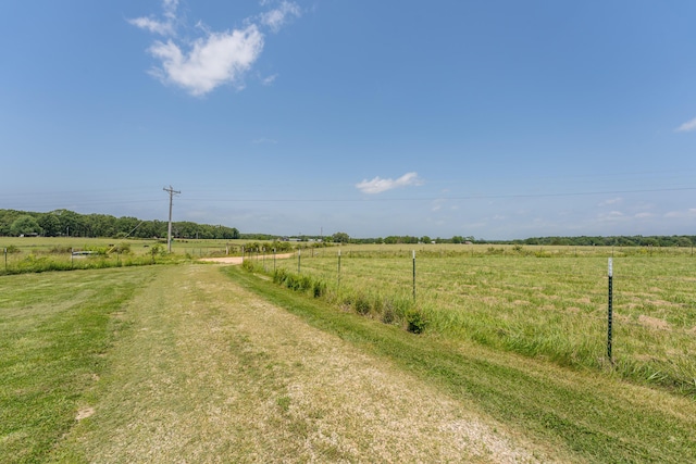 view of road with a rural view