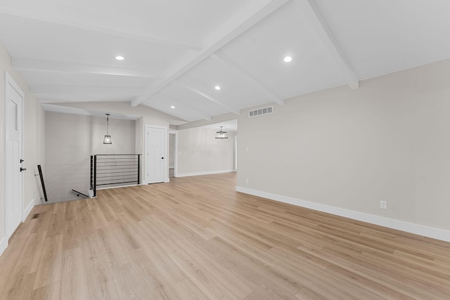 interior space featuring recessed lighting, visible vents, baseboards, and light wood-style floors