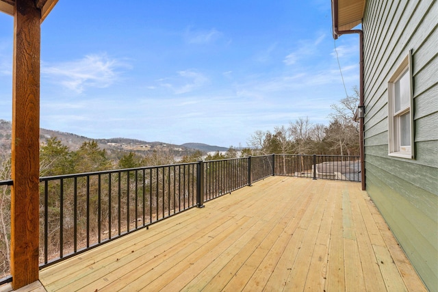 deck with a mountain view