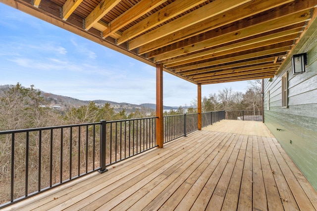 deck featuring a mountain view