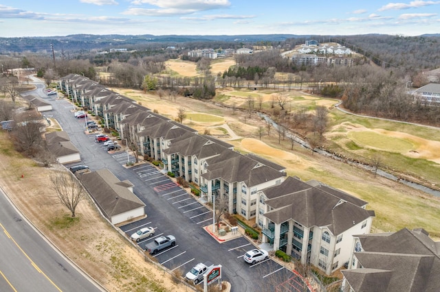 aerial view featuring view of golf course