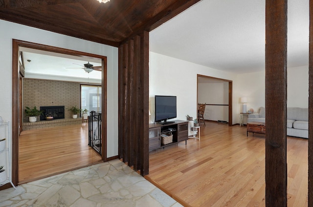 interior space with baseboards and light wood-type flooring