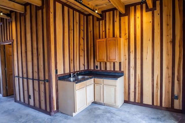 interior space featuring concrete flooring and a sink