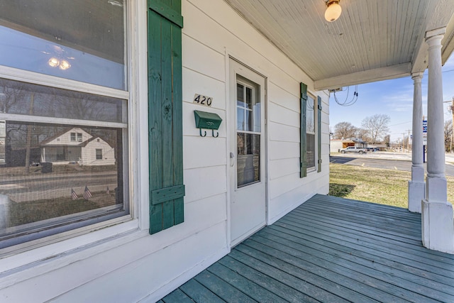 wooden deck with covered porch