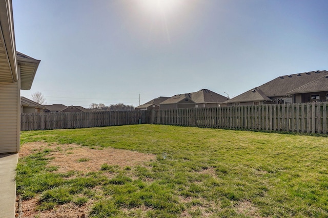 view of yard featuring a fenced backyard