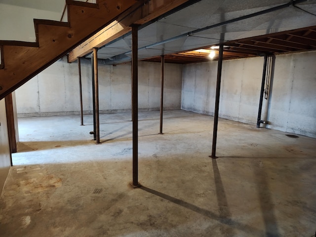 view of unfinished basement