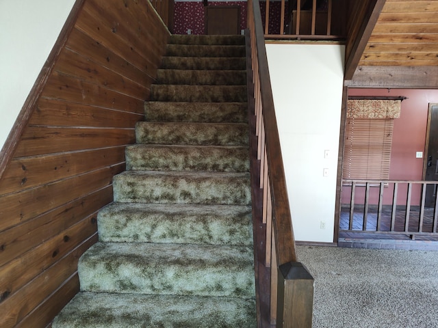 stairway with carpet flooring