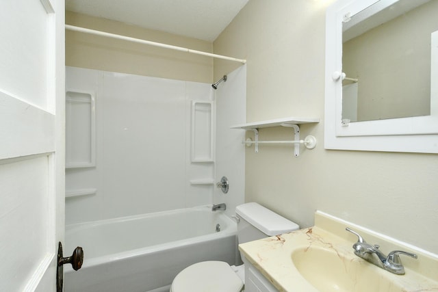 full bath with vanity, toilet, and shower / bathtub combination