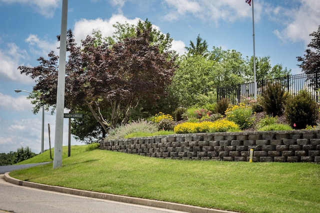 surrounding community featuring a yard and fence