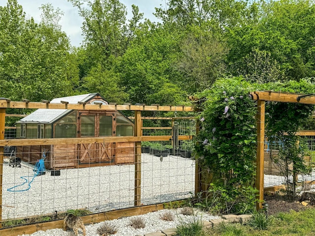 view of gate featuring an outdoor structure