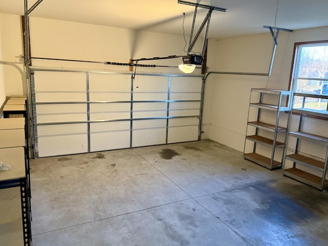 garage with a garage door opener